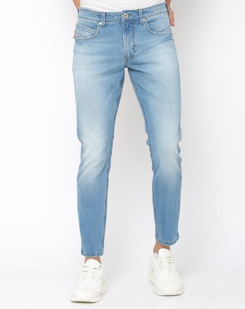 Men Mid-Wash Distressed Skinny Fit Jeans
