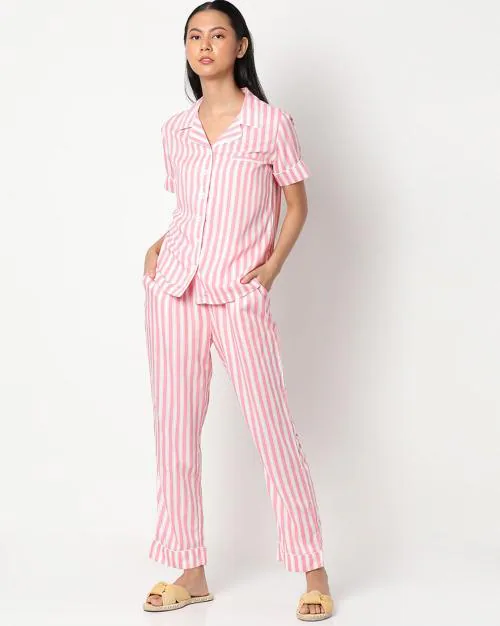 Striped Lounge Shirt & Pyjamas Set