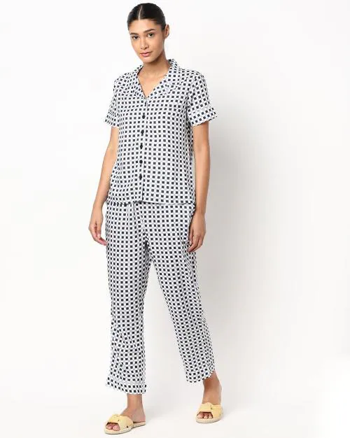 Checked Lounge Shirt & Pyjamas Set