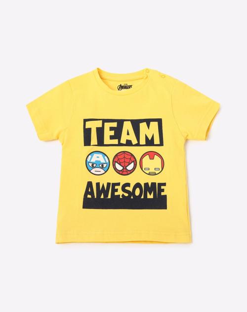 Super Hero Print Crew-Neck T-shirt