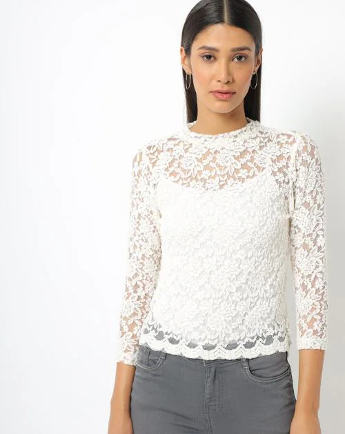 Floral Lace High-Neck Top