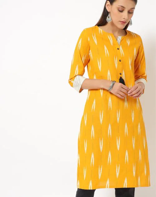 Buy Ikat Straight Kurta with Tassels Online at Best Prices in India