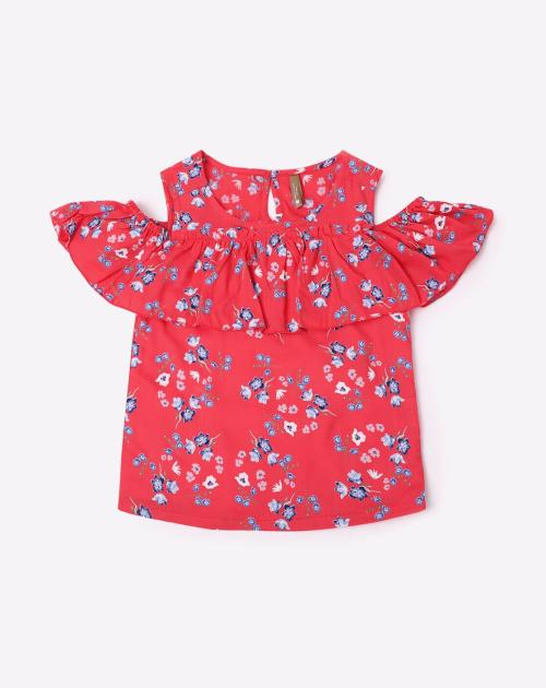 Floral Print Cold-Shoulder Top