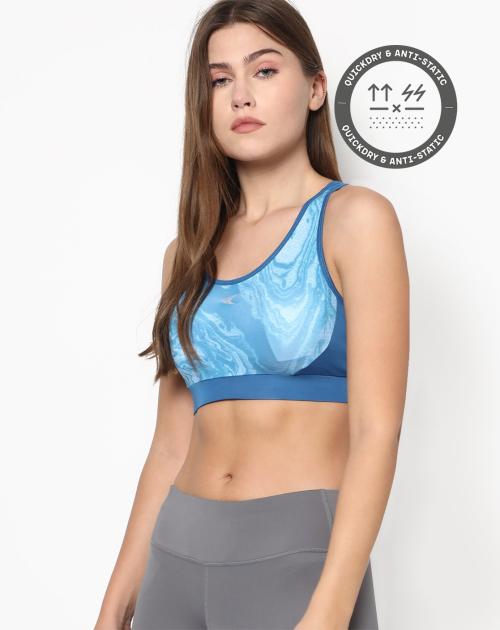 QuickDry Printed Racerback Medium-Support Sports Bra