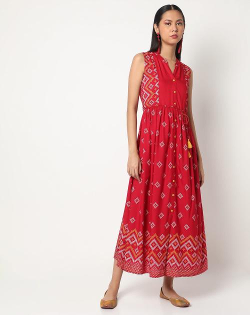 Geometric Print Fit & Flare Dress