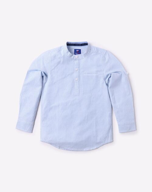 Striped Shirt with Welt Pocket