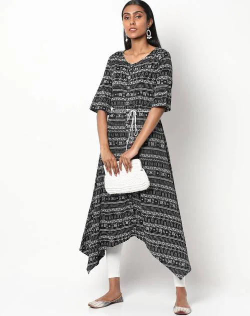 Printed A-line Asymmetrical Kurta