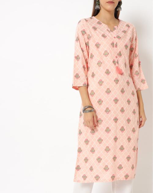 Buy Printed Straight Kurta with Tassels Online at Best Prices in India