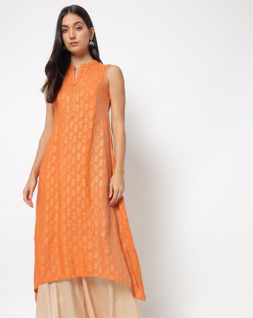 Buy Floral Print Kurta with Band Collar Online at Best Prices in India JioMart.