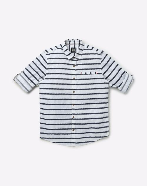 Striped Shirt with Welt Pocket