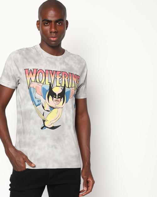 Regular Fit Wolverine Print Crew-Neck T-Shirt