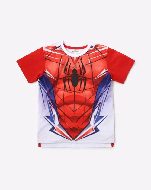 Spiderman Print Crew-Neck T-shirt