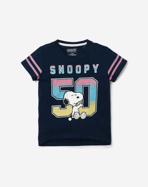Snoopy Print Round-Neck T-shirt