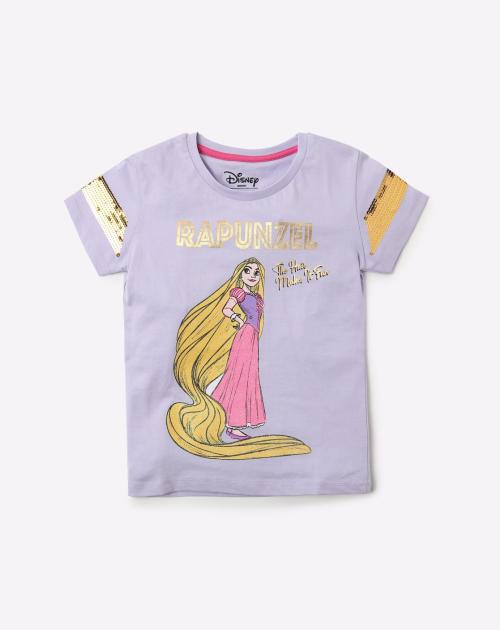 Rapunzel Print Round-Neck T-shirt