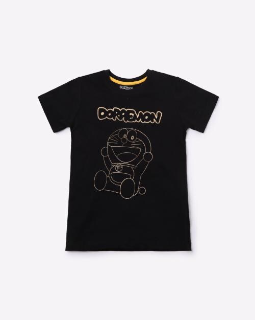 Doraemon Print Round-Neck T-shirt