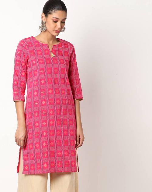 Buy Printed Straight Kurta with Tassel Online at Best Prices in India