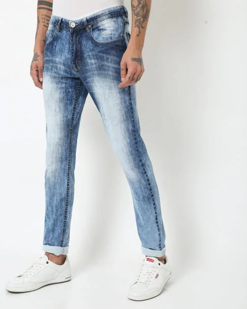 Men Acid-Wash Skinny Fit Jeans