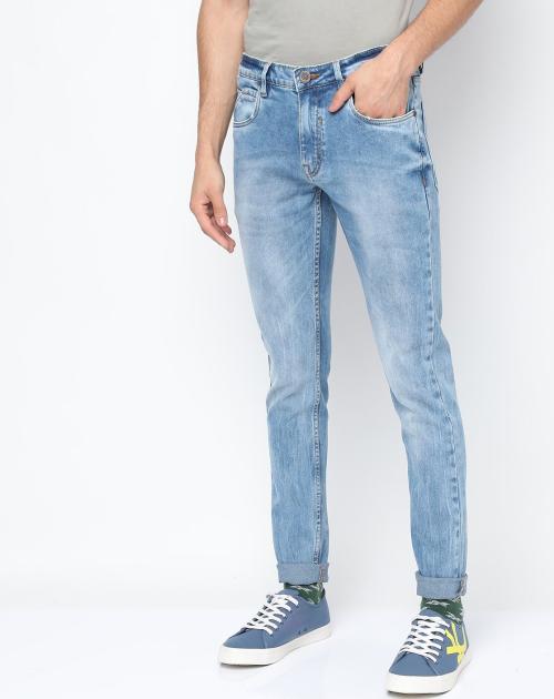 Men Mid-Wash Skinny Fit Jeans