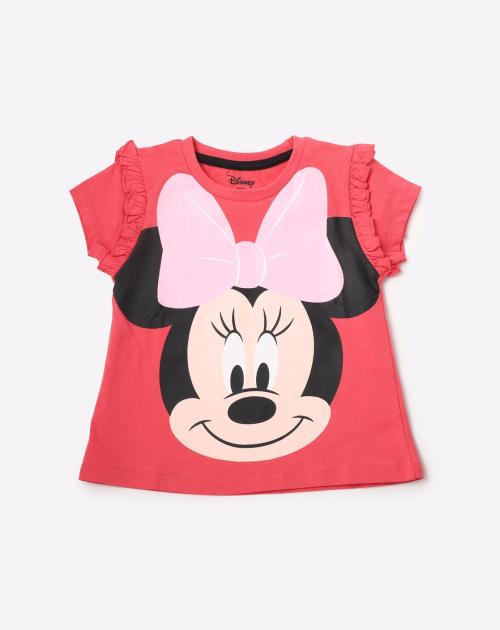 Minnie Mouse Print Round-Neck T-shirt