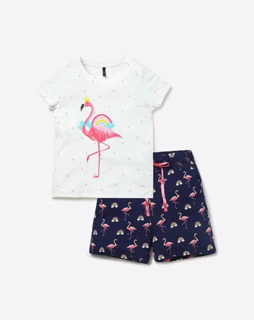 Flamingo Print T-shirt with Shorts