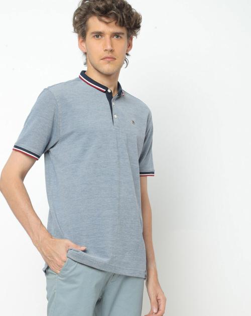 Heathered Polo T-shirt with Vented Hemline