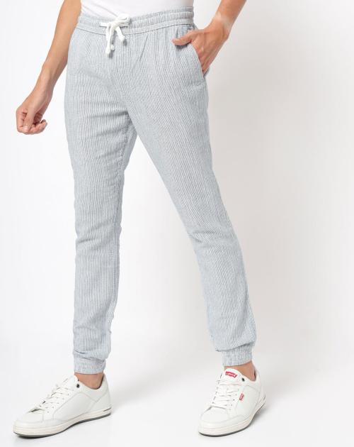 Men Striped Joggers with Insert Pockets