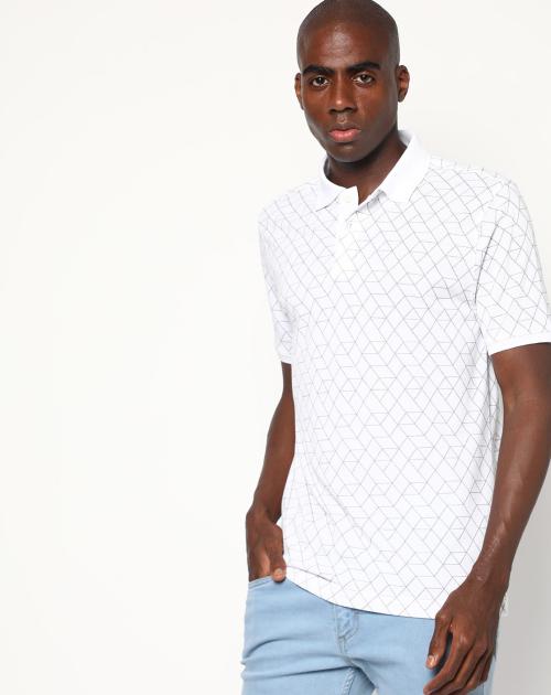 Geometric Print Slim Fit Polo T-shirt