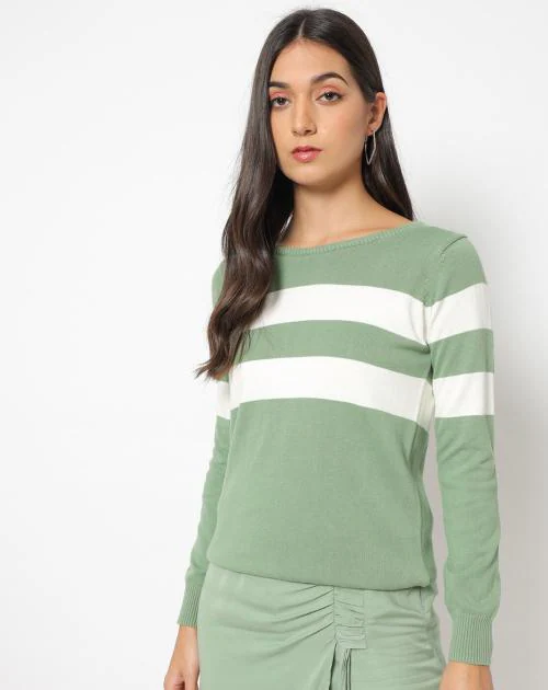 Striped Round-Neck Pullover