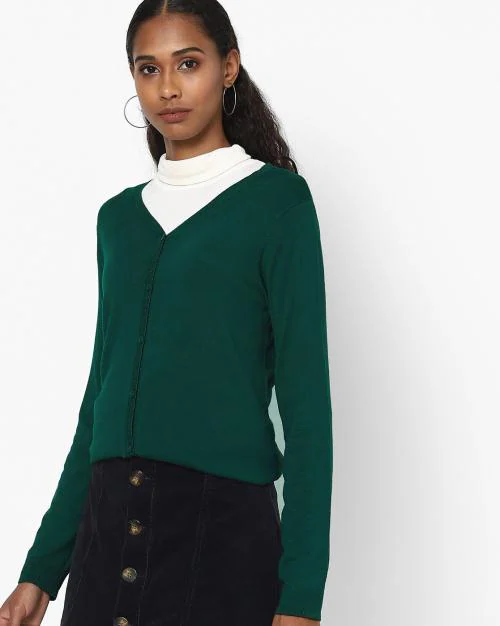 V-neck Cardigan with Full Sleeves