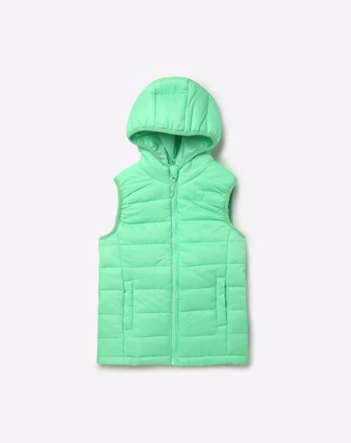 Buy Sleeveless ZipFront Hooded Puffer Jacket Online at Best Prices in