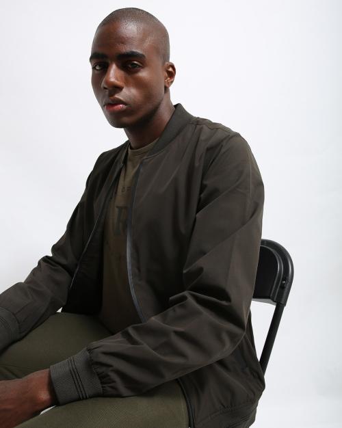 Zip-Front Bomber Jacket with Pockets