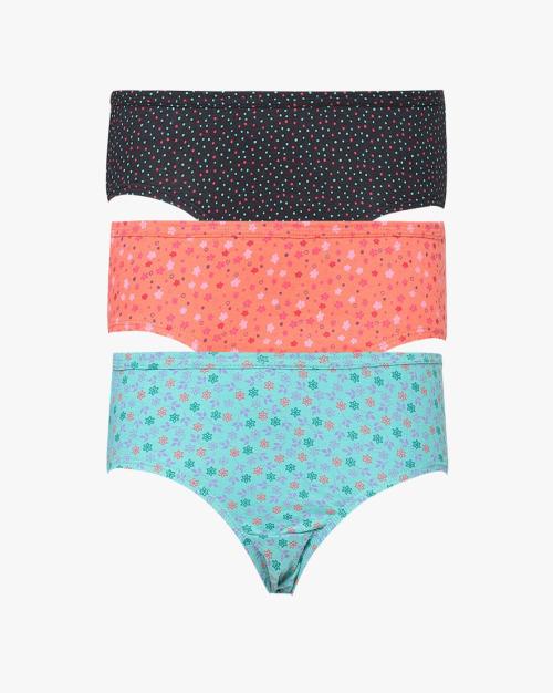 Buy Pack of 3 Cotton Mid Rise Hipster Panty Online at Best Prices in