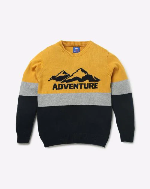 Colorblock Round-Neck Sweater