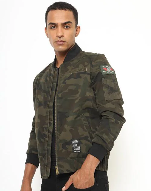 Camo Print Slim Fit Bomber Jacket