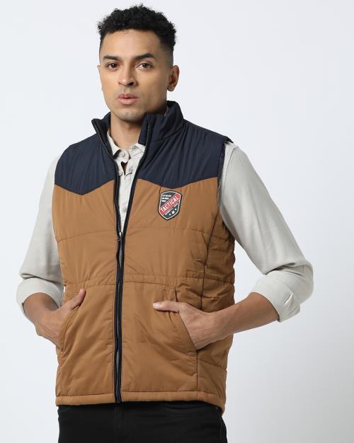 Colourblock Quilted Gilet with Slip Pockets
