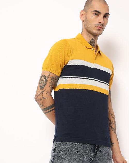 Buy Colourblock Slim Fit Polo T-shirt with Cutaway Collar Online at ...