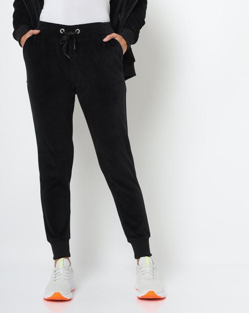 Women Velour Joggers with Slant Pockets