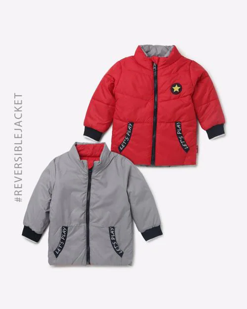 Reversible Zip-Front Puffer Hooded Jacket