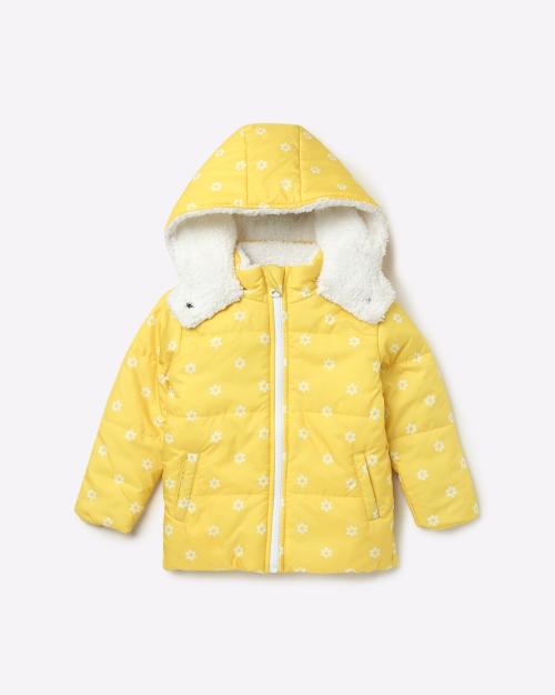 Floral Print Hooded Quilted Jacket