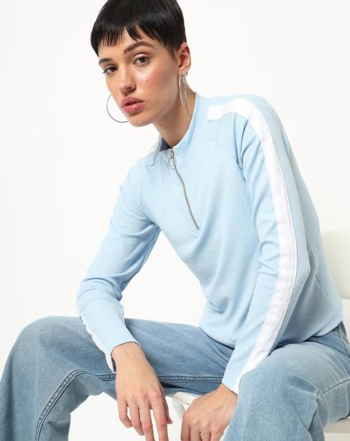 Ribbed Zip-Front Top