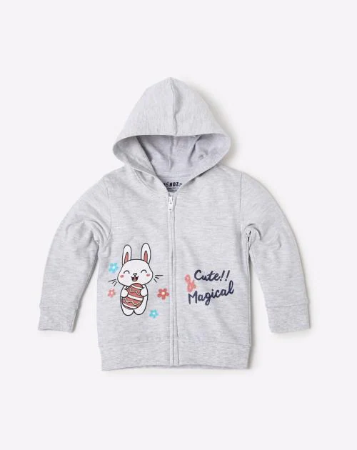 Graphic Print Zip-Front Hoodie