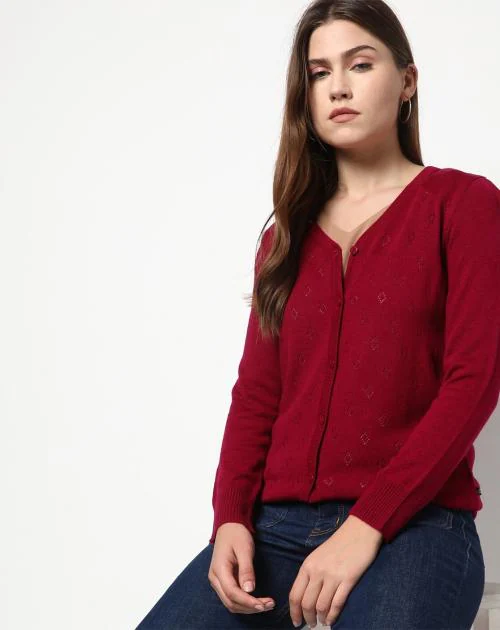 Knitted Button-Front Cardigan