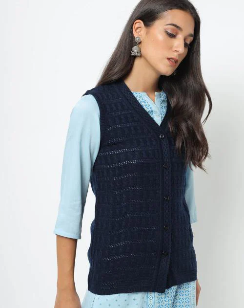 Sleeveless Button-Down Cardigan
