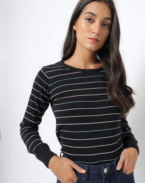 Striped Round-Neck Pullover