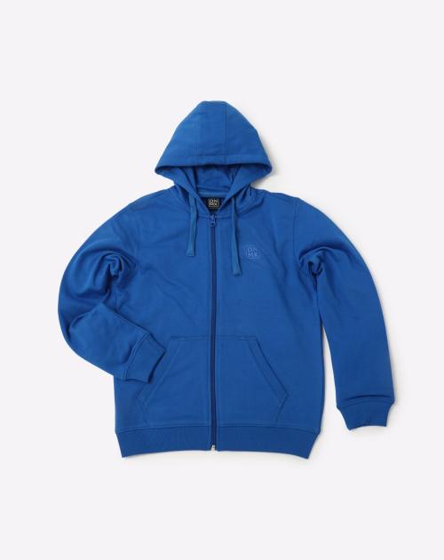 Zip-Front Hoodie with Split Kangaroo Pocket