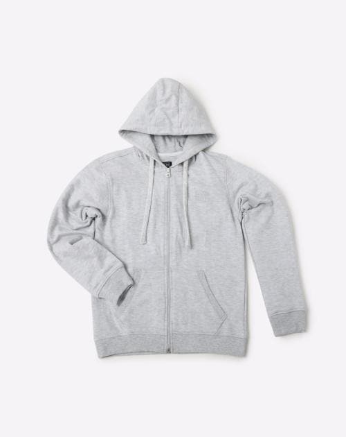 Zip-Front Hoodie with Split Kangaroo Pocket