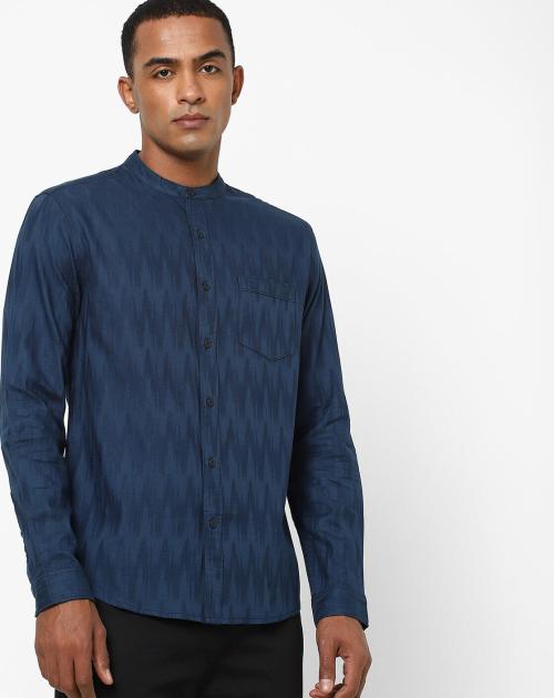 Ikat Print Shirt with Patch Pocket