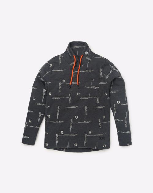 Typographic Print Funnel-Neck T-shirt