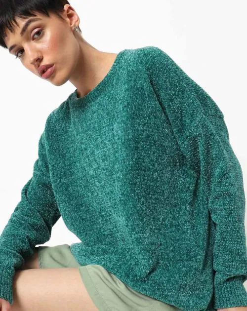 Round-Neck Chenille Sweater