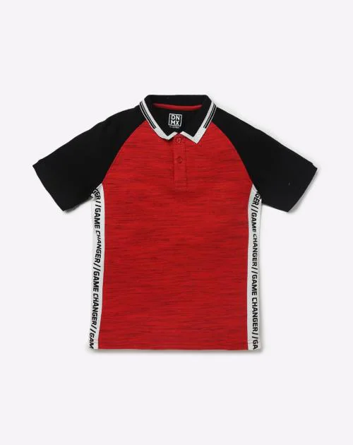 Colourblock Polo T-shirt with Raglan Sleeves